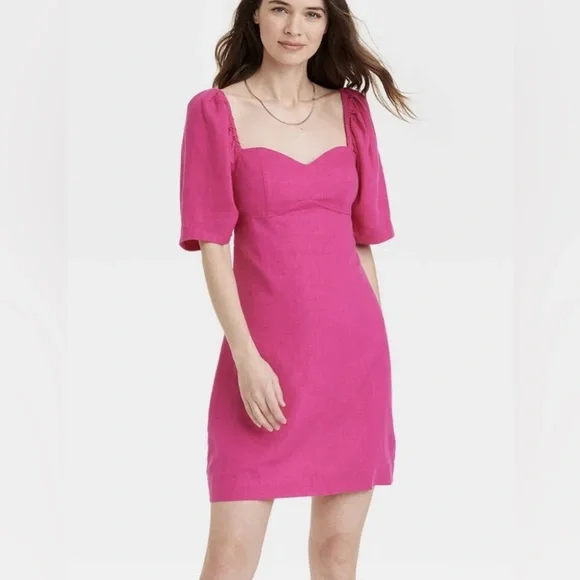 a new day | Dresses | Womens Puff Short Sleeve Mini Dress A New Day Dark  Pink Xs | Poshmark